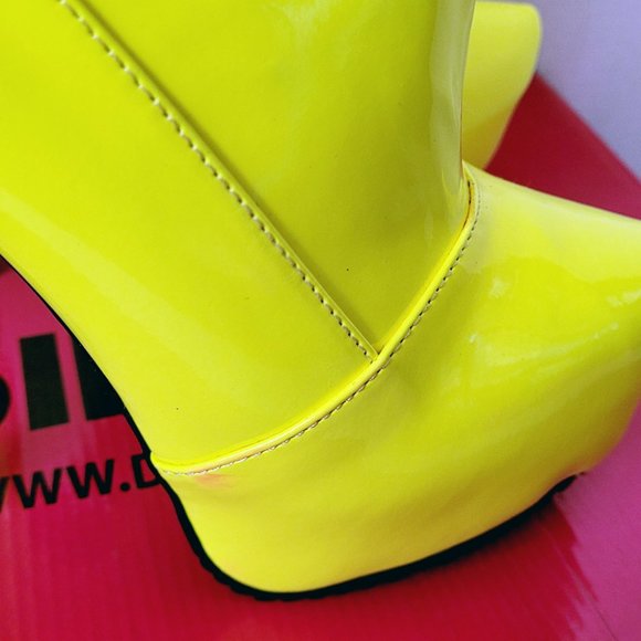 Dollhouse Neon Yellow High Heel Booties - Picture 11 of 14